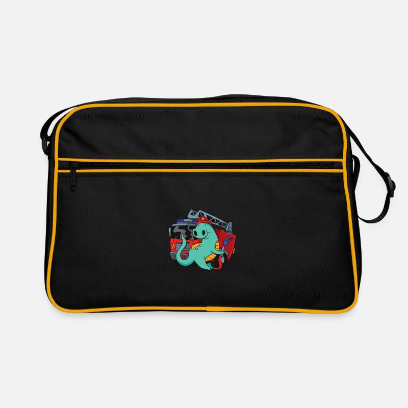 Fire truck with Dino blue light Retro Bag