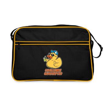 Naughty squeaky duck - challenge accepted - Retro Bag - black/gold - Front