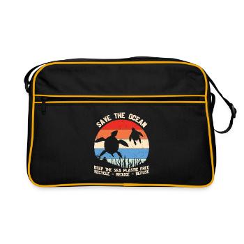 Sauvez l’océan Gardez le plastique de la mer libre - Sac Retro - noir/or - Devant