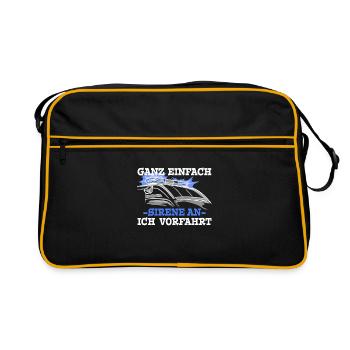 Rettungsdienst Sirene AN Vorfahrt Blaulicht - Retro Tasche - Schwarz/Gold - Vorne