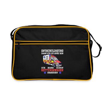 Rettungswagen Blaulicht gesehen zu spät - Retro Tasche - Schwarz/Gold - Vorne