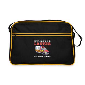Pflaster Laster Belademeister Rettungsdienst - Retro Tasche - Schwarz/Gold - Vorne