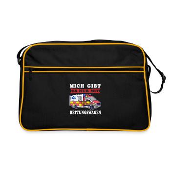 Rettungsdienst Mich nur mit RTW Sanitäterin - Retro Tasche - Schwarz/Gold - Vorne