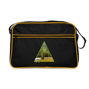 schaf mit schäfer - Retro Tasche - Schwarz/Gold - Vorne