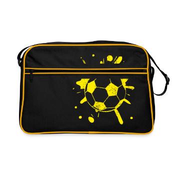 Splash de football jaune - Sac Retro - noir/or - Devant