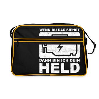 Dieses Symbol macht mich zum Helden - Retro Tasche - Schwarz/Gold - Vorne