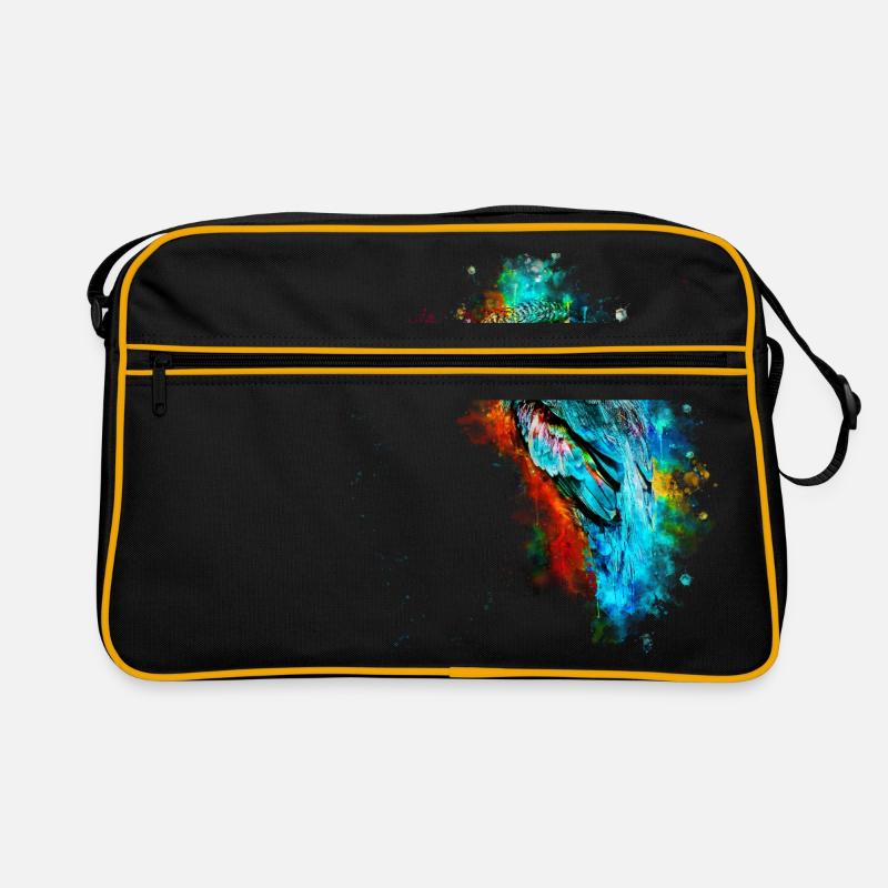 gxp eisvogel kingfisher wasserfarben spritzer - Retro Tasche - Schwarz/Gold