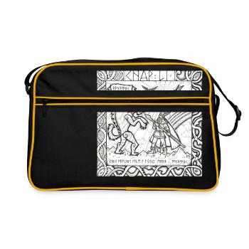 Le Dieu Odin contre le loup Fenrir - Sac Retro - noir/or - Devant