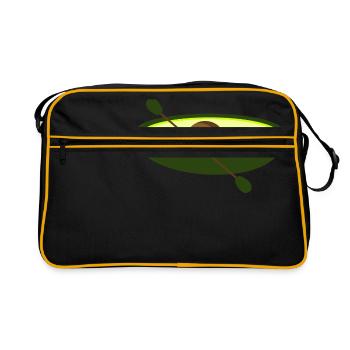 Avocado als Paddler - Retro Tasche - Schwarz/Gold - Vorne