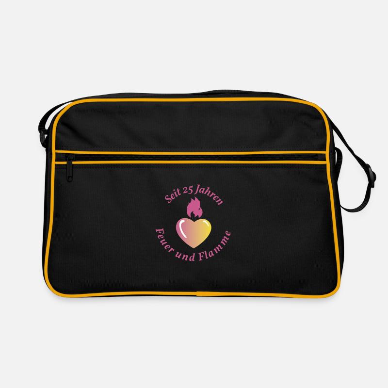 Silberhochzeit, 25 jähriges Jubiläum - Retro Tasche - Schwarz/Gold