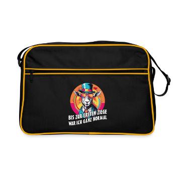 Bis zur ersten Ziege war ich ganz normal - Retro Tasche - Schwarz/Gold - Vorne