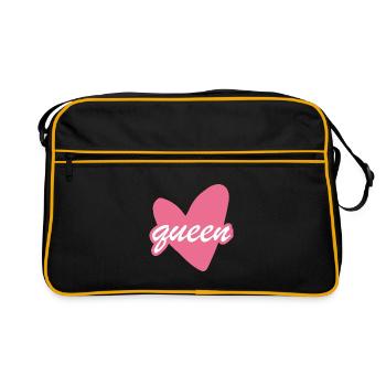 Queen Heart Script Herz Girl - Retro Tasche - Schwarz/Gold - Vorne