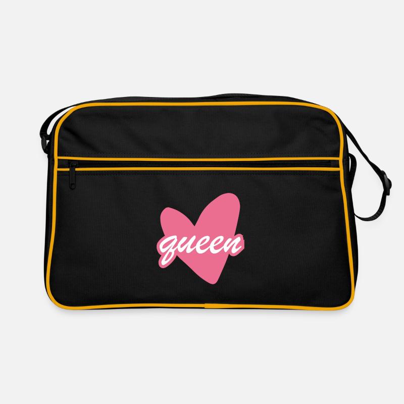 Queen Heart Script Herz Girl - Retro Tasche - Schwarz/Gold