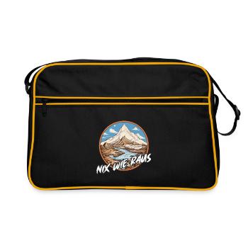 Nix wie raus - perfekt für Outdoor Fans - Retro Tasche - Schwarz/Gold - Vorne