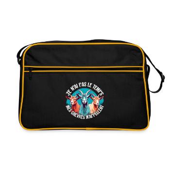 Je n'ai pas le temps - mes chèvres m'appellent - Sac Retro - noir/or - Devant