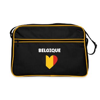 Belgique Coeur Tricolore - Sac Retro - noir/or - Devant