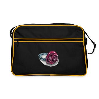 Rose heart with pearls - Retro Bag - black/gold - Front