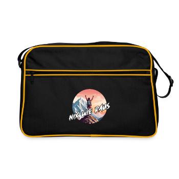Nix wie raus - in die Natur - auf die Berge - Retro Tasche - Schwarz/Gold - Vorne