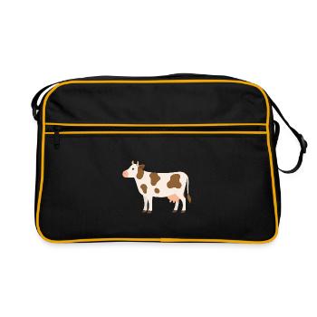 Vache Pastel à Taches Marron - Sac Retro - noir/or - Devant
