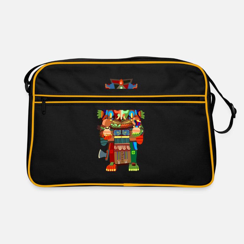 Chaac, dieu de la pluie maya - Sac Retro - noir/or
