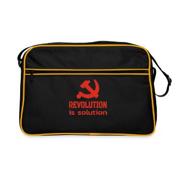 Revolution is the solution communism slogan - Retro Bag - black/gold - Front