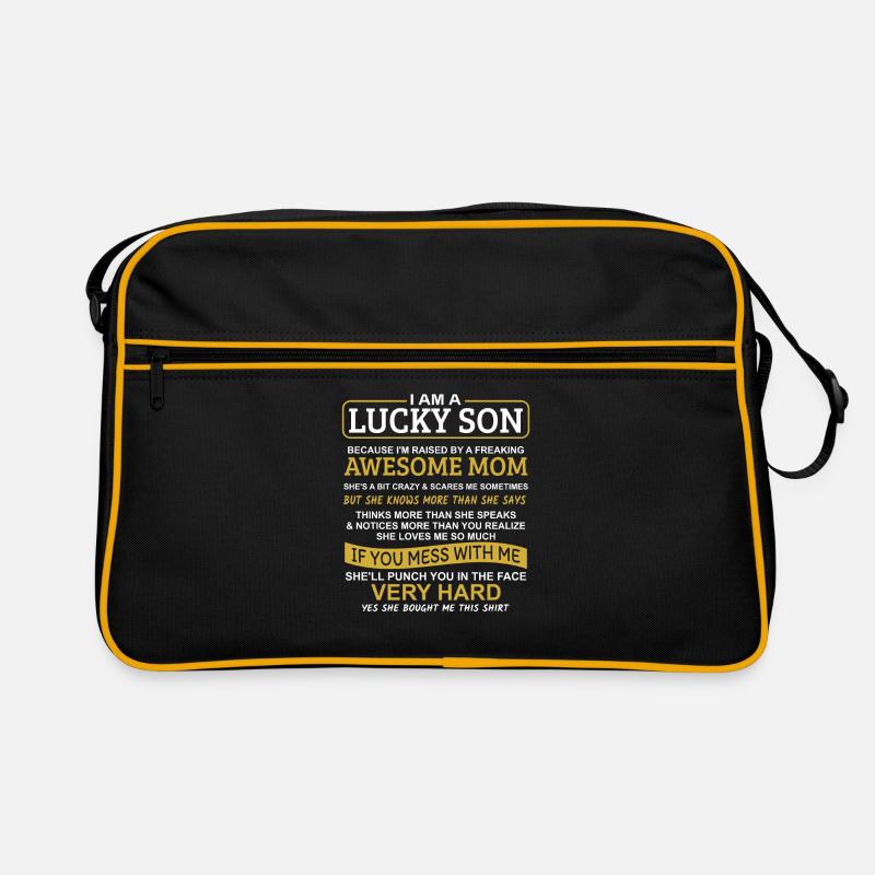 Ich bin ein glücklicher Sohn, weil ich von einem Freak erzogen werde - Retro Tasche - Schwarz/Gold