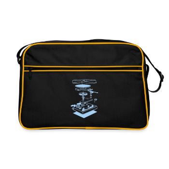 DJ Silhouette Mischpult Djane Disco Rave Geschenk - Retro Tasche - Schwarz/Gold - Vorne