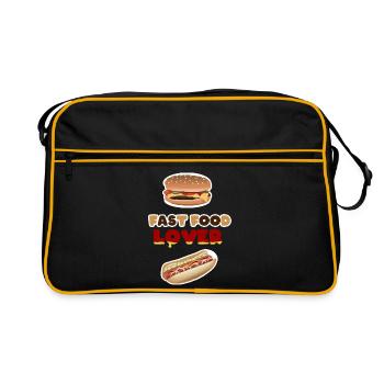 Fast-Food Liebhaber Motiv - Retro Tasche - Schwarz/Gold - Vorne
