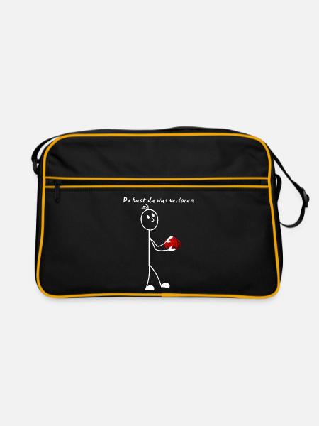 Strichmännchen - du hast da was verloren - HIRN - Retro Tasche - Schwarz/Gold