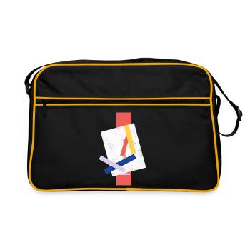 Motif de blocs de couleurs abstraits visage déformé - Sac Retro - noir/or - Devant