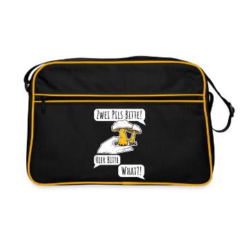 Bier bestellen ist nicht einfach! Pils oder Pilz? - Retro Tasche - Schwarz/Gold - Vorne