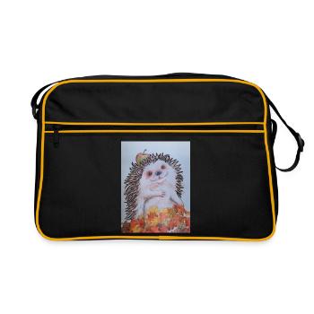 EG Hérisson avec pomme I Jardin I Vacances I Automne I Fun - Sac Retro - noir/or - Devant
