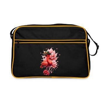 Flamant rose avec chapeau - Sac Retro - noir/or - Devant