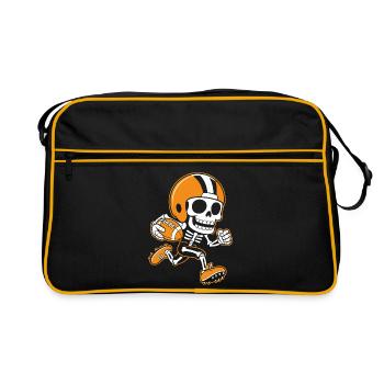 Mascotte de football squelette orange - Sac Retro - noir/or - Devant