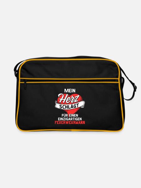 Battements de cœur pour un pompier - Sac Retro - noir/or - Devant