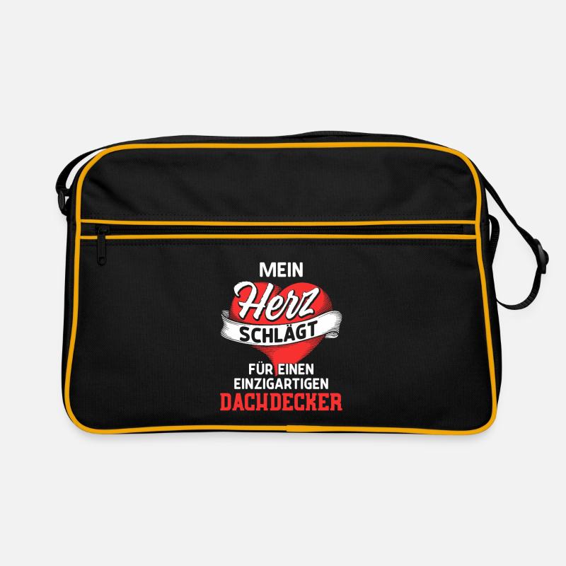 My heart beats for a roofer / Saying Retro Bag