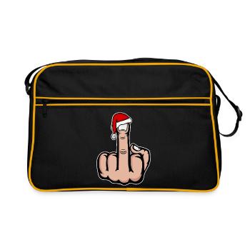 Weihnachten Mittelfinger mit Weihnachtsmütze - Retro Tasche - Schwarz/Gold - Vorne