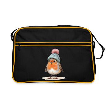 Robin in Knit Winter Hat - Retro Bag - black/gold - Front