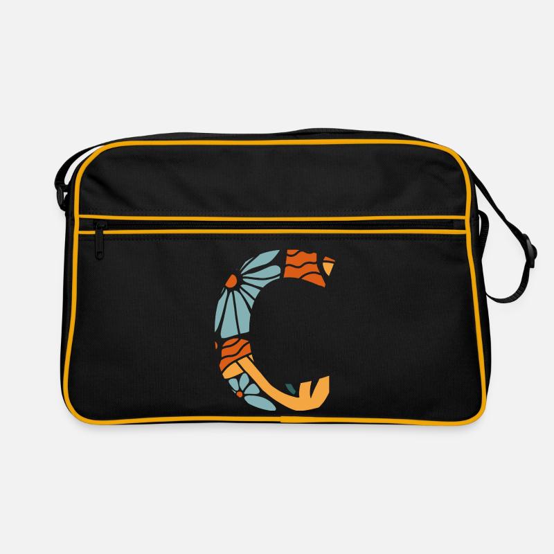Buchstabe c groovy Blumen Geschenkidee Retro Tasche