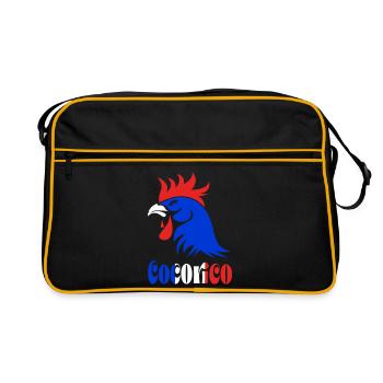 Coq bleu blanc rouge  - Sac Retro - noir/or - Devant