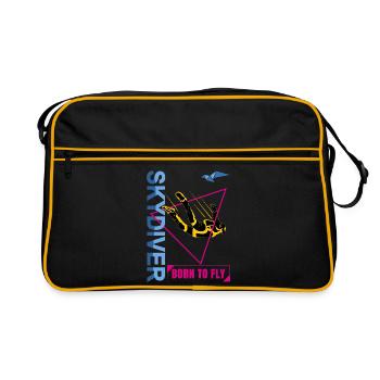 Parachuting Skydiver | Born to Fly - Retro Bag - black/gold - Front