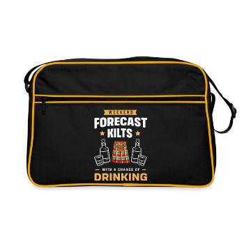 Schottenrock Schottland Scotland Kilt - Retro Tasche - Schwarz/Gold - Vorne