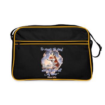 Fuchs Bibelvers Christlich - Retro Tasche - Schwarz/Gold - Vorne