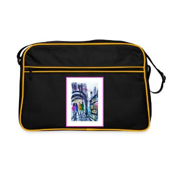 Urban style watercolor, abstract - Retro Bag - black/gold - Front