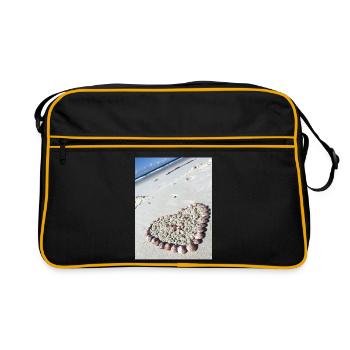 Heart of shells on the beach - Retro Bag - black/gold - Front