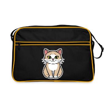 Cat Pixel Art - Retro Bag - black/gold - Front