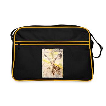 Giraffe im Neon-Transit - Retro Tasche - Schwarz/Gold - Vorne