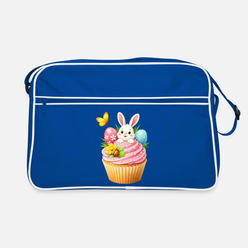Cute Easter Bunny Cupcake with Colorful Easter Eggs Retro Bag