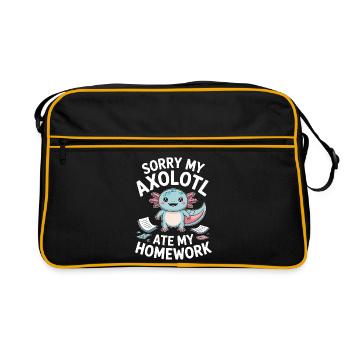 Niedlicher Axolotl-Hausaufgaben-Fehler - Retro Tasche - Schwarz/Gold - Vorne
