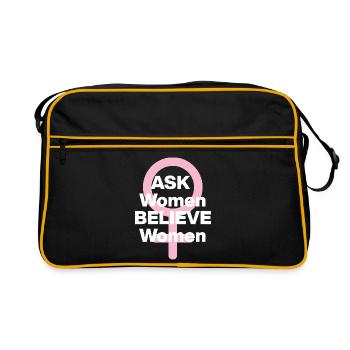 ASK WOMEN, BELIEVE WOMEN! ♀️ FEMALE POWER, GIRLS - Retro Bag - black/gold - Front